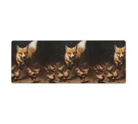 Tappetino per mouse extra large stampato con donnola che insegue un pulcino, 30,5 x 80 cm, per ufficio, giochi e apprendimento, durevole, confortevole ed ecologico