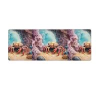 Tappetino per mouse extra large stampato con granchio sotto le rocce, 30,5 x 80 cm, per ufficio, giochi e apprendimento, durevole, confortevole ed ecologico