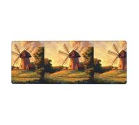 Tappetino per mouse extra large stampato con il mulino a vento sulla prateria, 30,5 x 80 cm, per ufficio, giochi e apprendimento, durevole, confortevole ed ecologico