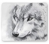 Tappetino per Mouse Face Wild Wolf Portrait with Watercolors Composition Hand Painted Tappetino Mouse Confortevole Impermeabile Mousepad Forma Rettangolare, per Laptop, Casa, Computer, 25x30cm