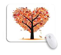 Tappetino per Mouse Fall Beautiful Tree Heart Shape Red Leaves Tappetino per Il Mouse Antiscivolo Portatile Facile da Pulire Tappetino Mouse Gaming, per Computer, Gaming Mouse, 25 x 30cm