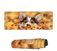 Tappetino Per Mouse Fall Leaves Tricolor Corgi Tappetino Mouse Gaming Confortevole Sottomano, Per Casa, Computer, Laptop, 80x30cm