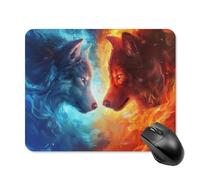Tappetino per mouse Fantasy Wolf Ice Fire con base antiscivolo portatile per computer, laptop, ufficio, casa e viaggi