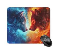 Tappetino per mouse Fantasy Wolf Ice Fire con base antiscivolo portatile per computer, laptop, ufficio, casa e viaggi