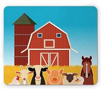 Tappetino per Mouse Farmhouse Cartoon Style Setting Funny Farm Animals with An Ombre Tappetino Mouse Gaming Portatile Confortevole Sottomano, per Laptop, Scrivania, Gaming Mouse, 25x30cm