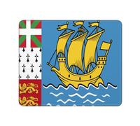 Tappetino per Mouse Flag of Saint Pierre And Miquelon Print Desk Mat con Base in Gomma Antiscivolo Tappetino per Tastiera con Bordi Cuciti Protezione Scrivania da Ufficio per Gaming Pc 25X30Cm