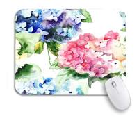 Tappetino per Mouse Flower Beautiful Hydrangea Blue Flowers Watercolor Pattern Branch Painting Tappetino Mouse Gaming Personalizzato Antipolvere Tappetino Mouse, per Computer, Casa, 25 x 30cm