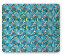 Tappetino per Mouse Flower Childish Flower Petals Bouquets Doodle Spring Field Meadow Blooms Cartoon On Blue Tappetino Mouse Gaming Confortevole Mousepad Forma Rettangolare, per Laptop, 25x30cm