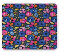 Tappetino per Mouse Flower Colorful Flower Petals And Leaves Designed in Vintage Style Art Print Tappetini Mouse Antipolvere Lavabile Mousepad Forma Rettangolare, per Computer, Ufficio, 25x30cm