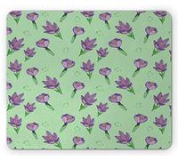 Tappetino per Mouse Flower Crocus Bouquets Romantic Spring Flourishing Flowering Plants Pattern Tappetini Mouse Confortevole Mousepad Forma Rettangolare, per Computer, Scrivania, 25x30cm