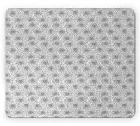 Tappetino per Mouse Flower Hand Drawn Monochrome Outline Layout of Flowers Botanical Sketch Tappetino per Il Mouse Antiscivolo Mousepad Forma Rettangolare, per Ufficio, Laptop, 25x30cm