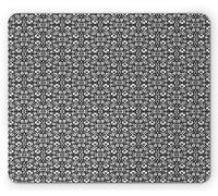 Tappetino per Mouse Flower Monochromatic Tile Like Pattern of Jumble Exotic Hawaiian Flower Motifs Tappetino Mouse Gaming Portatile Impermeabile Sottomano, per Laptop, Computer, 25x30cm