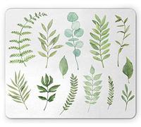 Tappetino per Mouse Flower Nature Concept of Watercolor Style Green Leaves Wild Herbs Plants And Tree Branches Tappetino Mouse Gaming Antipolvere Sottomano, per Ufficio, Casa, Scrivania, 25x30cm