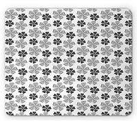Tappetino per Mouse Flower Repetitive Monochrome Flowers Sketch Dots Art Illustration Plain Background Tappetino Mouse Pad Confortevole Sottomano, per Gaming Mouse, Computer, Laptop, 25x30cm