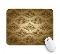 Tappetino Per Mouse Flowery Damask Flower Pattern Flowers On Gold Beautiful Mousepad Forma Rettangolare Antipolvere Tappetino Mouse Gaming, Per Ufficio, Computer, 25 x 30cm