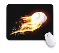 Tappetino Per Mouse Flying Baseball Ball Fire Flames On Dark Abstract American Tappetino Mouse Pad Facile Da Pulire Tappetino Per Il Mouse Antiscivolo, Per Scrivania, Computer, 25 x 30cm
