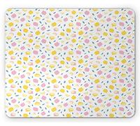 Tappetino per Mouse Food Pastel Lemon Slices And Leaves in Soft Tones Cooking Fruits Fresh Tappetino Mouse Impermeabile Confortevole Mousepad Forma Rettangolare, per Laptop, Ufficio, 25x30cm