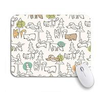 Tappetino Per Mouse Fox Creatures Pattern Cute Whimsical Deer Tree Mousepad Forma Rettangolare Base Antiscivolo In Gomma Facile Da Pulire Tappetino Mouse Gaming, Per Laptop, Gioco, 25 x 30cm