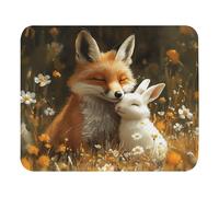 Tappetino Per Mouse Fox Sharing A Quiet Moment In A Flower-Filled Meadow Mouse Mat Tappetino Scrivania Con Bordi Cuciti Protezione Scrivania Da Ufficio Per Pc Laptop 25X30Cm
