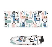Tappetino per Mouse Funny Cartoon Animals Llama Cactus Tappetino Mouse Pad Antipolvere Mousepad Forma Rettangolare, per Ufficio, Laptop, Scrivania, 80x30cm