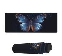 Tappetino Per Mouse Galaxy Butterfly Blue Universe Tappetino Mouse Gaming Base Antiscivolo In Gomma Sottomano, Per Computer, Laptop, Ufficio, 80x30cm