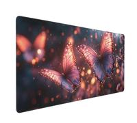 Tappetino per Mouse Gaming, 1000x500x3mm XXL Grande Tappetino Mouse Farfalla rosa Tappetini Tastiera Scrivania con Base in Gomma Antiscivolo, Mouse Mat con Bordi Cuciti per Computer, PC, Laptop J-1384