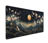 Tappetino per Mouse Gaming, 600x400x3mm XXL Grande Tappetino Mouse Luna dei fiori Tappetini Tastiera Scrivania con Base in Gomma Antiscivolo, Mouse Mat con Bordi Cuciti per Computer, PC, Laptop J-3731