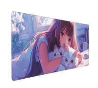 Tappetino per Mouse Gaming, 800x400x3mm XXL Grande Tappetino Mouse Ragazza carina Tappetini Tastiera Scrivania con Base in Gomma Antiscivolo, Mouse Mat con Bordi Cuciti per Computer, PC, Laptop J-6574