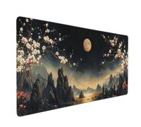 Tappetino per Mouse Gaming, 900x400x3mm XXL Grande Tappetino Mouse Luna dei fiori Tappetini Tastiera Scrivania con Base in Gomma Antiscivolo, Mouse Mat con Bordi Cuciti per Computer, PC, Laptop J-3719