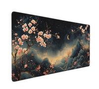 Tappetino per Mouse Gaming, 900x500x3mm XXL Grande Tappetino Mouse Luna dei fiori Tappetini Tastiera Scrivania con Base in Gomma Antiscivolo, Mouse Mat con Bordi Cuciti per Computer, PC, Laptop J-2811