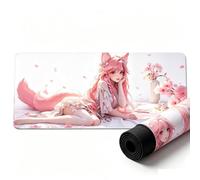 Tappetino Per Mouse Gaming Anime Grande Tappeto Per Scrivania, Base Gomma Antiscivolo Bordi Cuciti, Spessore 3mm Per PC Laptop Casa Ufficio(Huli-03,250x300mm)
