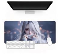Tappetino Per Mouse Gaming Anime Grande Tappeto Per Scrivania, Base Gomma Antiscivolo Bordi Cuciti, Spessore 3mm Per PC Laptop Casa Ufficio(Meinv-02,800x300mm)