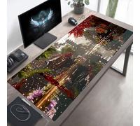 Tappetino per Mouse Gaming Architettura, Tappetino Mouse Grande 1000x500x3mm, Idrorepellente Base in Gomma Antiscivolo Sottomano, XXL Mousepad Rosso con Bordi Cuciti per Ufficio PjY16007 O-0