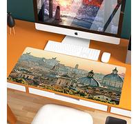 Tappetino per Mouse Gaming, Desk Pad, 800x400 mm,Città, Veduta di Roma da Castel Sant'Angelo Italia monumento storico V,Confortevole, Lavabile, Antiscivolo Tappetino Scrivania Supporto per PC e Laptop