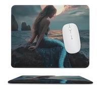 Tappetino per Mouse Gaming Fish Women Seaside Moon Beautiful Antiscivolo Gaming Mouse Pad Confortevole Desk Mat per Mac Gaming Sensori da Gioco 10X12In