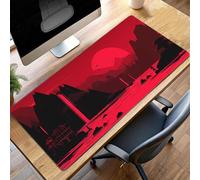 Tappetino per Mouse Gaming Rosso, Tappetino Mouse Grande 80x40 cm, Idrorepellente Base in Gomma Antiscivolo Sottomano Scrivania, XXL Mousepad Paesaggio con Bordi Cuciti per Ufficio Gaming PjY2277 N-K