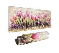 Tappetino per Mouse Gaming XXL 1200 x 400 mm - Ufficio Mousepad Grande - Migliora la Velocità e la Precisione - Sottomano per Ufficio e Casa Accessori Scrivania - Regalo - Fiori di tulipani B-883