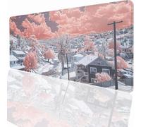 Tappetino per Mouse Gaming XXL 800x300x3mm - Ufficio Mousepad Grande Migliora la Velocità e la Precisione Tenuta Stabile Sottomano per Ufficio e Casa Accessori Scrivania Bianco Piccola Città LMDT922