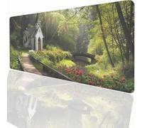 Tappetino per Mouse Gaming XXL 80x40cm - Ufficio Mousepad Grande - Migliora la Velocità e la Precisione - Tenuta Stabile - Sottomano per Ufficio e Casa Accessori Scrivania - Paesaggio Chiesa KSWT183