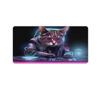 Tappetino per mouse Gatti che giocano a dischi Grande tappetino per mouse 30x60cm Tappetino da tavolo Premium Testurizzato Antiscivolo Impermeabile Bordi cuciti per giochi Ufficio Casa