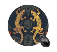 Tappetino per mouse Gecko Lizards, impermeabile, con base in gomma antiscivolo, rotondo, con bordi cuciti, per scrivania da 7,8 pollici