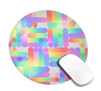 Tappetino per mouse geometrico piccolo, moderno astratto cerchi rettangoli nessuno multicolore rotondo gomma antiscivolo portatile tappetino per mouse da viaggio accessori per ufficio casa computer