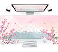 Tappetino per mouse giapponese, motivo fiori di ciliegio rosa pastello, Monte Fuji, da gioco anime, XXL, 80 x 40 cm, kawaii, carino, decorazione per ufficio, per tastiera per computer portatile