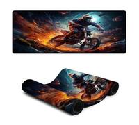 Tappetino per mouse Gmaing grande, con astronauta colorato in sella a una motocicletta, per tastiera del computer, 30x80 cm, per PC, ufficio, foglio di calcolo, antiscivolo, bordo cucito