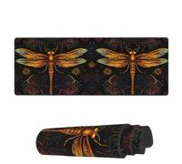 Tappetino Per Mouse Gold Dragonfly Flower Tappetino Mouse Grande Facile Da Pulire Mousepad Forma Rettangolare, Per Gaming Mouse, Ufficio, Scrivania, 80x30cm