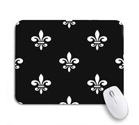 Tappetino per Mouse Golden Fleur De Lis Black White Flower Classic Royal Tappetino per Il Mouse Antiscivolo Base Antiscivolo in Gomma Confortevole Sottomano, per Computer, Ufficio, 25 x 30cm