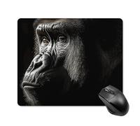 Tappetino per mouse Gorilla per adulti con bordo cucito, panno lavabile, tappetino per mouse in gomma antiscivolo, design perfetto per giochi, laptop, lavoro in ufficio
