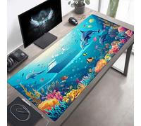 Tappetino per mouse Grande 1000x500x3mm Vita Marina Delfino Tappetino per mouse da gioco, Computer con Base in Gomma Antiscivolo, Scorrimento Facile, Impermeabile, Materiali Durevoli PjY4431 C-B