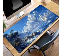 Tappetino per Mouse Grande 100x50 cm, Gaming Mouse Pad Blu Oceano, con Fondo in Gomma Antiscivolo, per Mause Senza Fili, Laptop, Ufficio Casa, Lavabile, Arrotolabile, Regalo Uomo PjY9815 O-T
