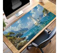 Tappetino per Mouse Grande 100x50 cm, Gaming Mouse Pad Blu Oceano, con Fondo in Gomma Antiscivolo, per Mause Senza Fili, Laptop, Ufficio Casa, Lavabile, Arrotolabile, Regalo Uomo PjY745 2-0